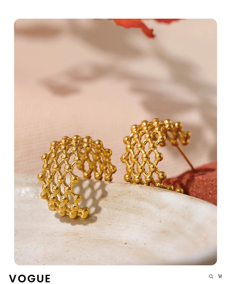 Geometric Earrings — Gold-Plated Stainless Steel · PS1597