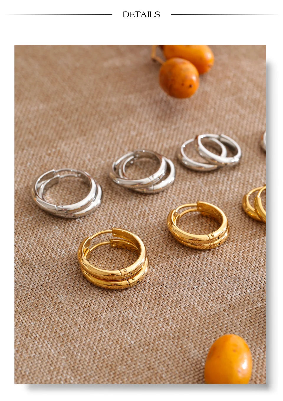 Geometric earrings in gold-plated stainless steel.