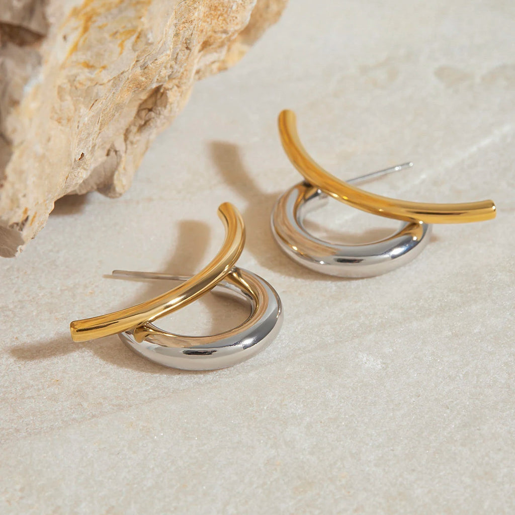 Chunky Silver Hoop Earrings — Stainless Steel · PS057