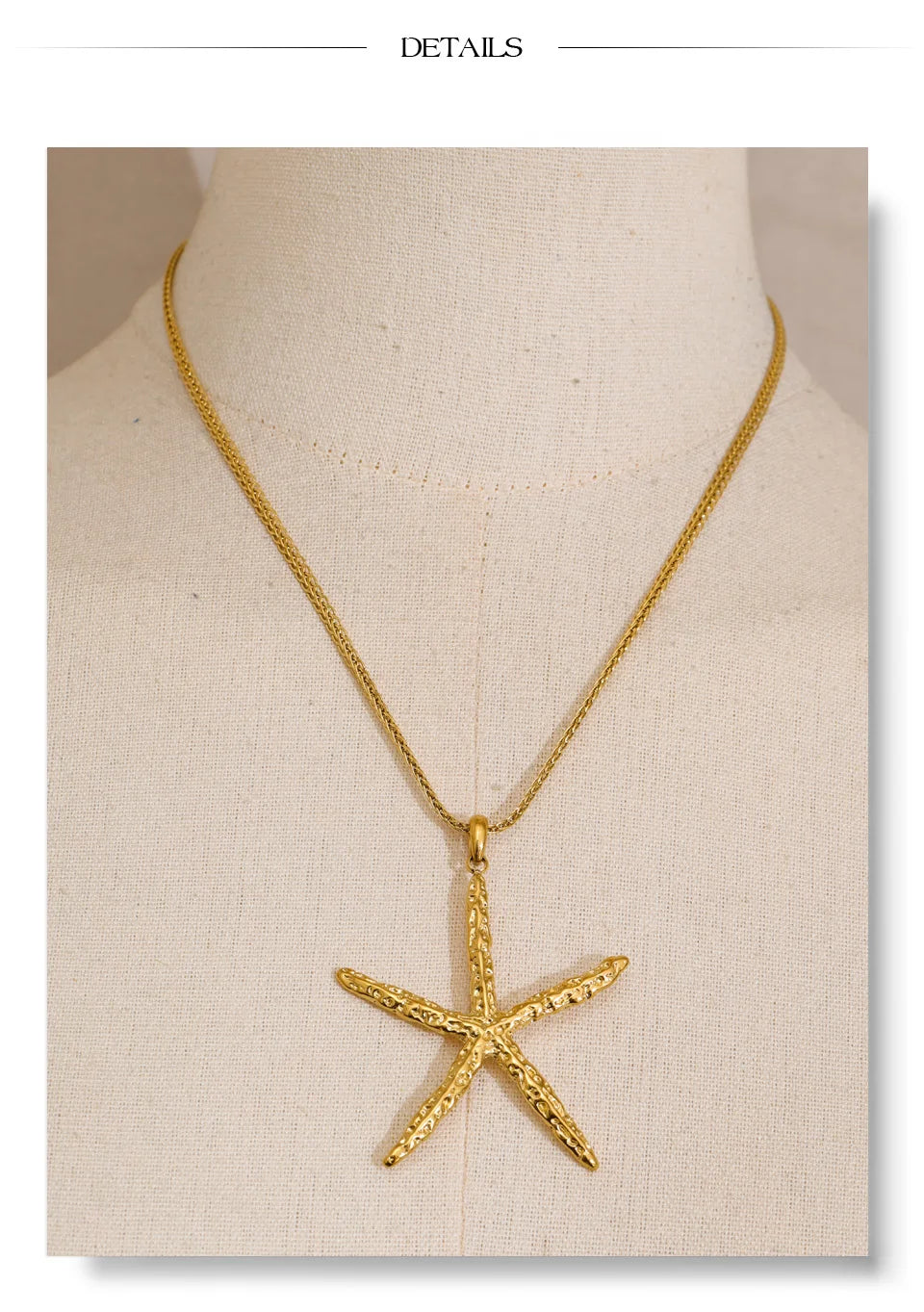 Star geometric necklace in gold-plated stainless steel.