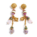 Natural stone geometric earrings in gold-plated stainless steel with natural stone.