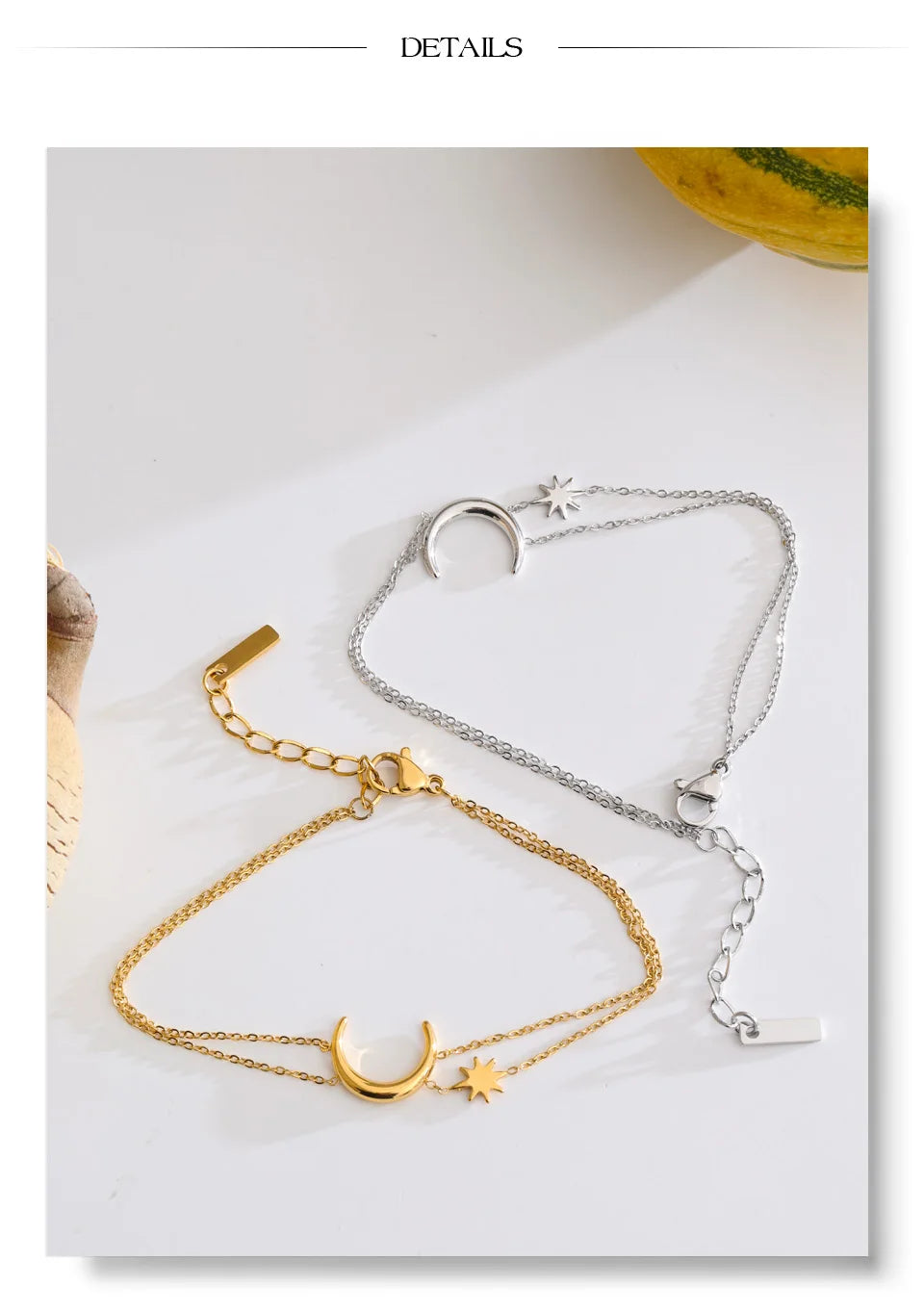 Moon Sun Chain Bracelet — Gold-Plated Stainless Steel · PS1073