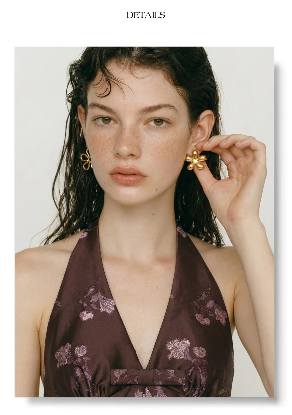 Flower Earrings — Gold-Plated Stainless Steel · PS1315
