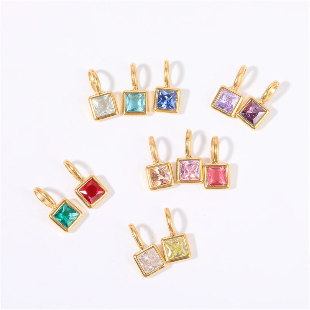 【DIY Pendant】Stainless Steel Birthstone Charm Pendant - PS009