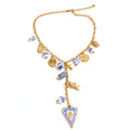 Heart flower necklace in gold-plated stainless steel.