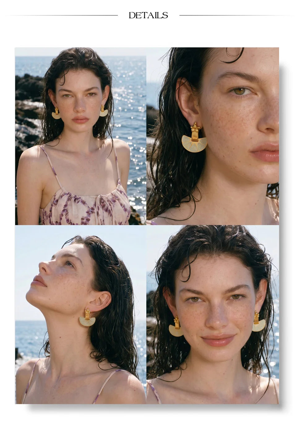 Enamel Vintage Geometric Earrings — Gold-Plated Stainless Steel with Enamel · PS2147