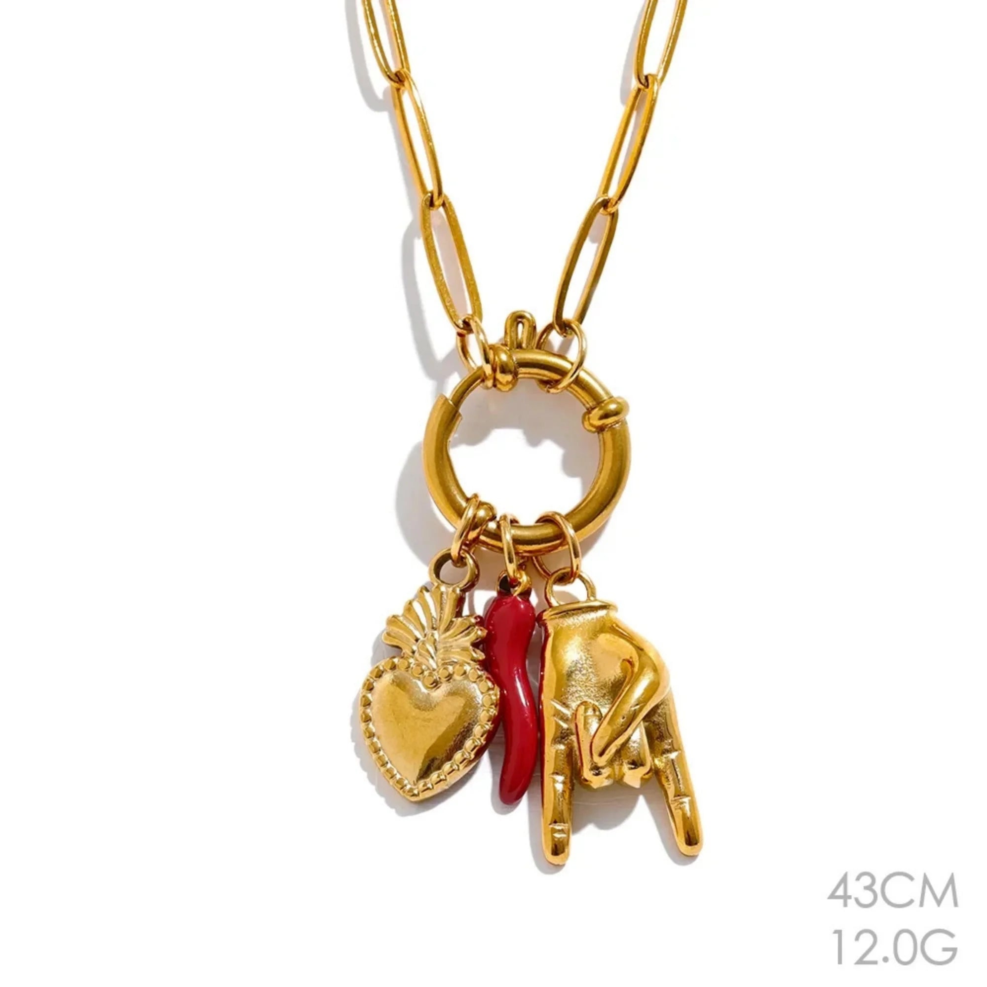 Minimalist Heart Necklace for Women | Red Enamel Pendant | Silver & Gold Stainless Steel Jewelry