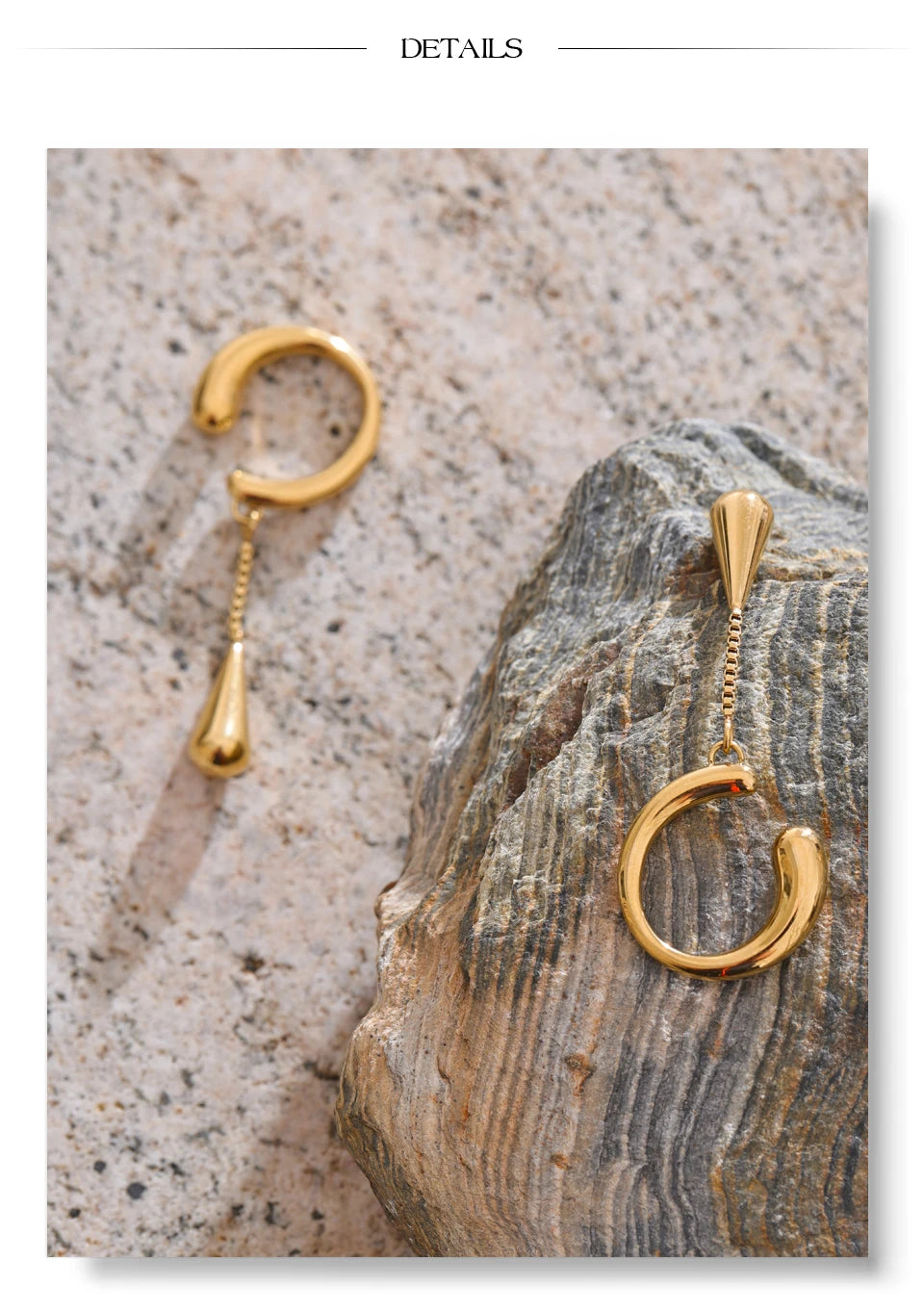 Geometric chain earrings in gold-plated stainless steel.