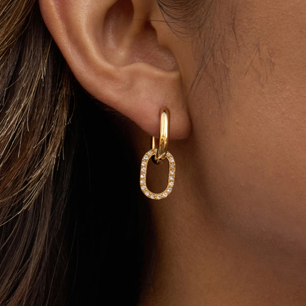 CZ Interlocking Earrings — Stainless Steel · PS286