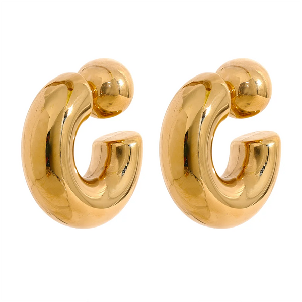 Gold-plated stainless steel earrings with a large loop design.