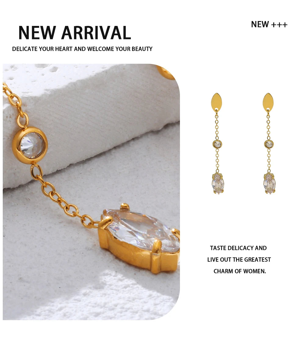 Drop Earrings Zircon Dangle — 316L Stainless Steel · PS451