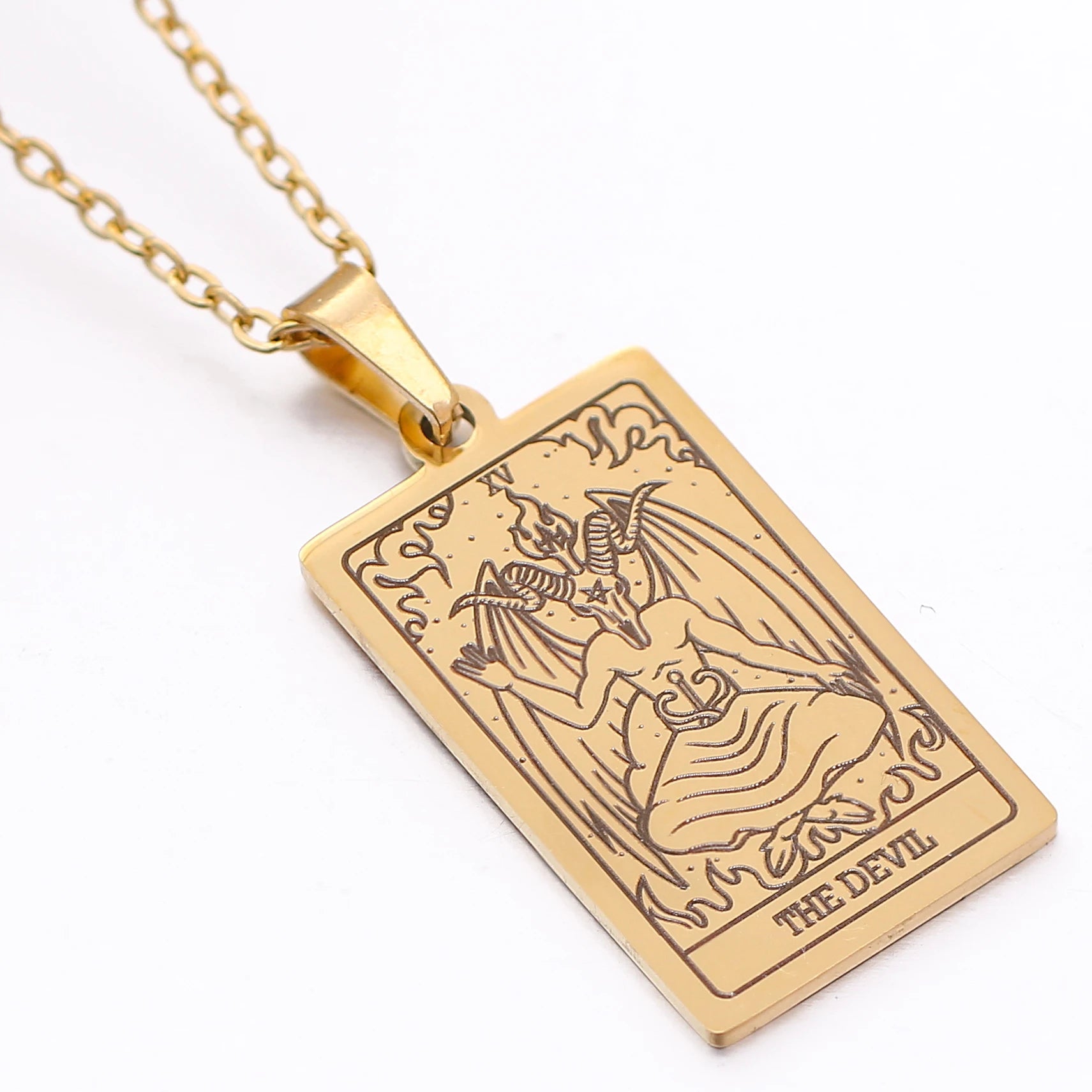 Tarot Card Necklace Stainless Steel Amulet Lucky Tarot Jewelry Women Choker Magician/Star/Moon/Sun Pendants Necklaces Wholesale