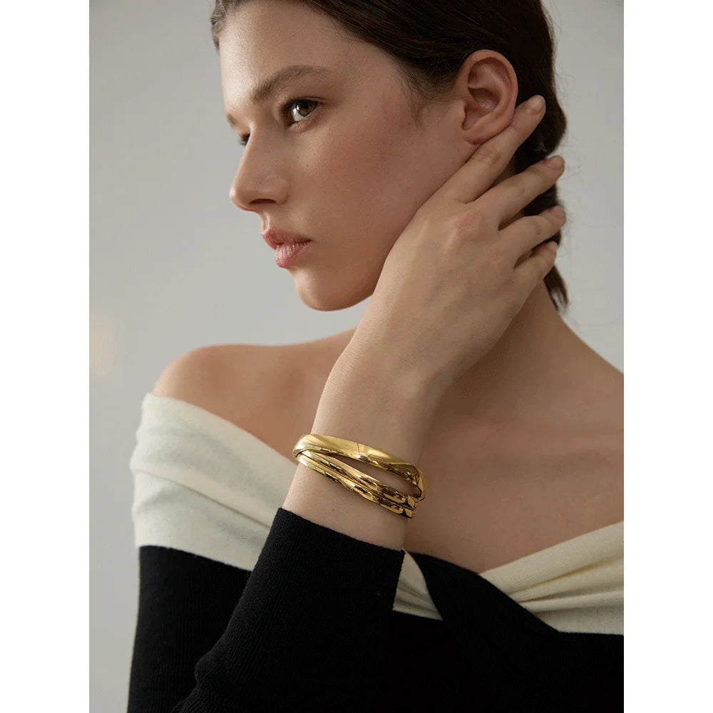 Geometric Bracelet — Gold-Plated 316L Stainless Steel · PS2202