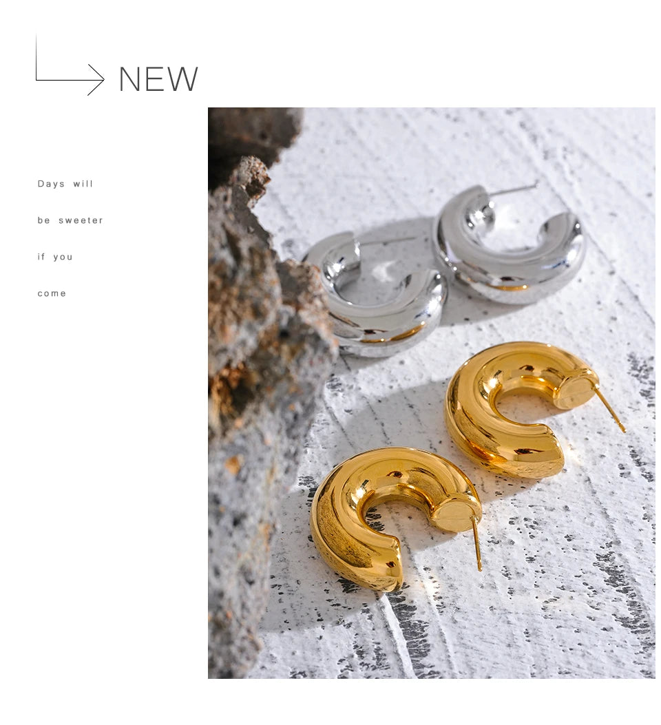 Geometric earrings in gold-plated stainless steel.