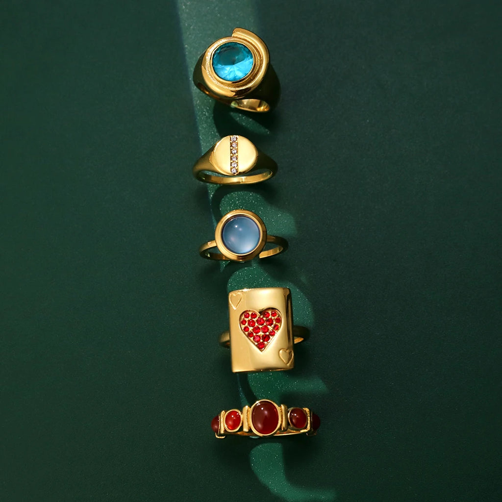 Color Stone Ring Stack — Stainless Steel · PS224