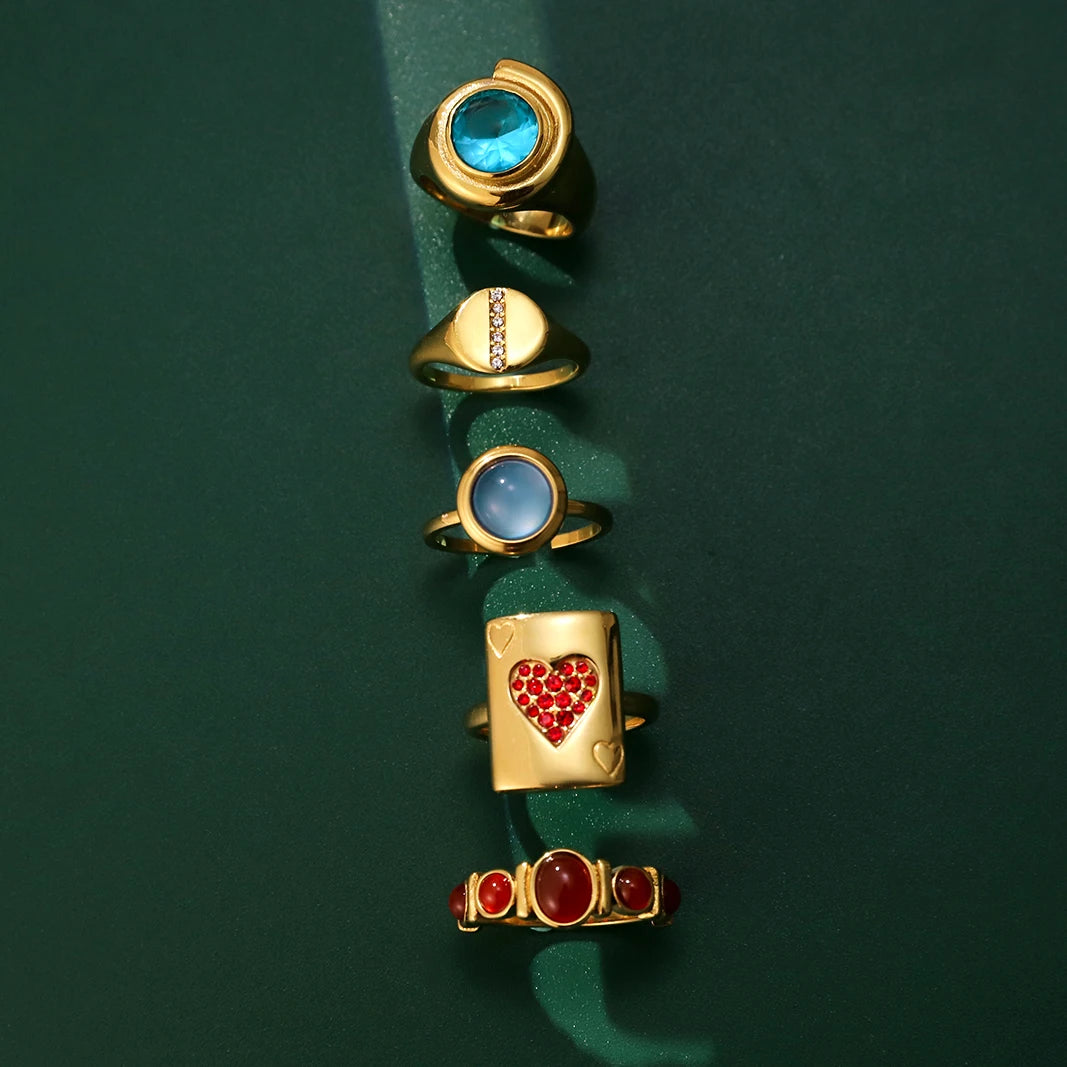 Color Stone Ring Stack — Stainless Steel · PS224