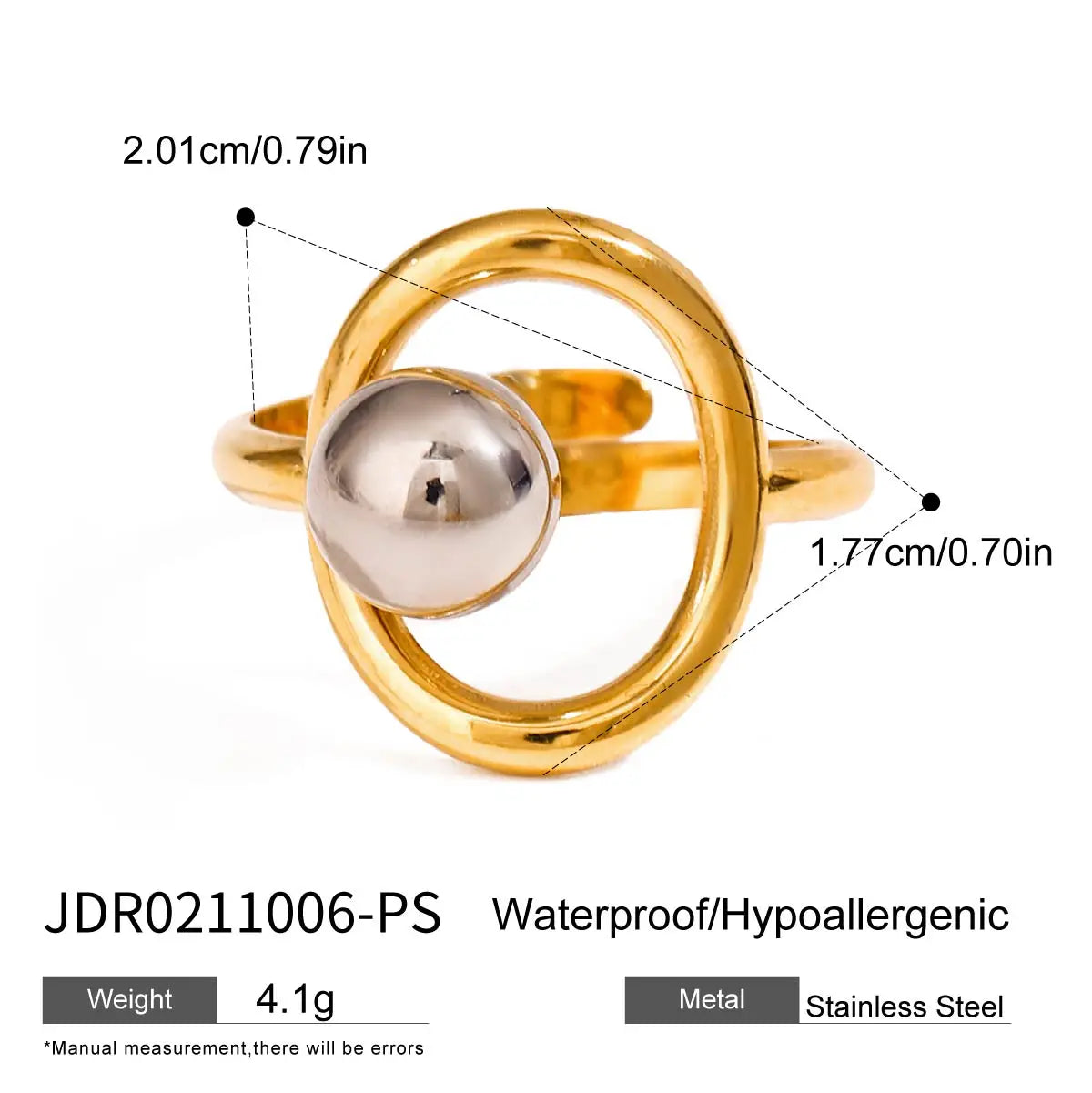 Two-Tone Steel Ball Ring — Stainless Steel