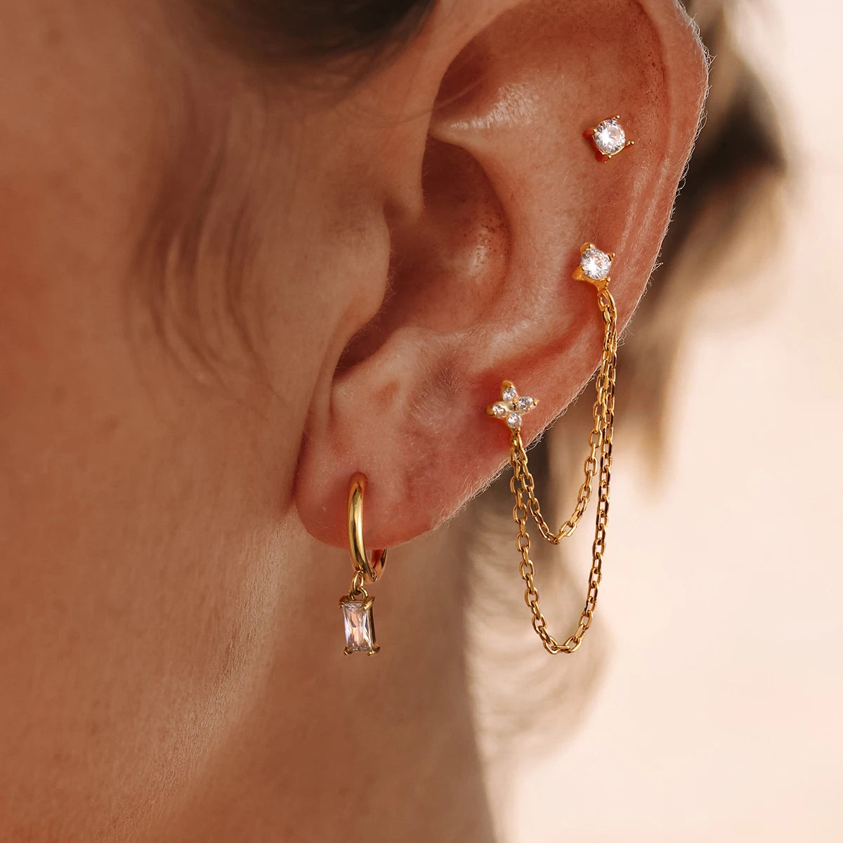 Clover Square Earrings — Stainless Steel · PS293
