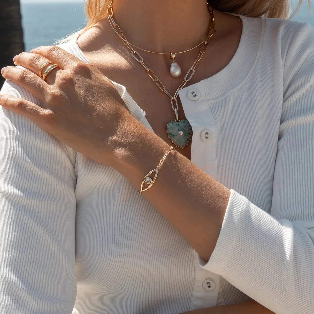 Blue Crystal Stacking Bracelet Stack — Stainless Steel · PS005