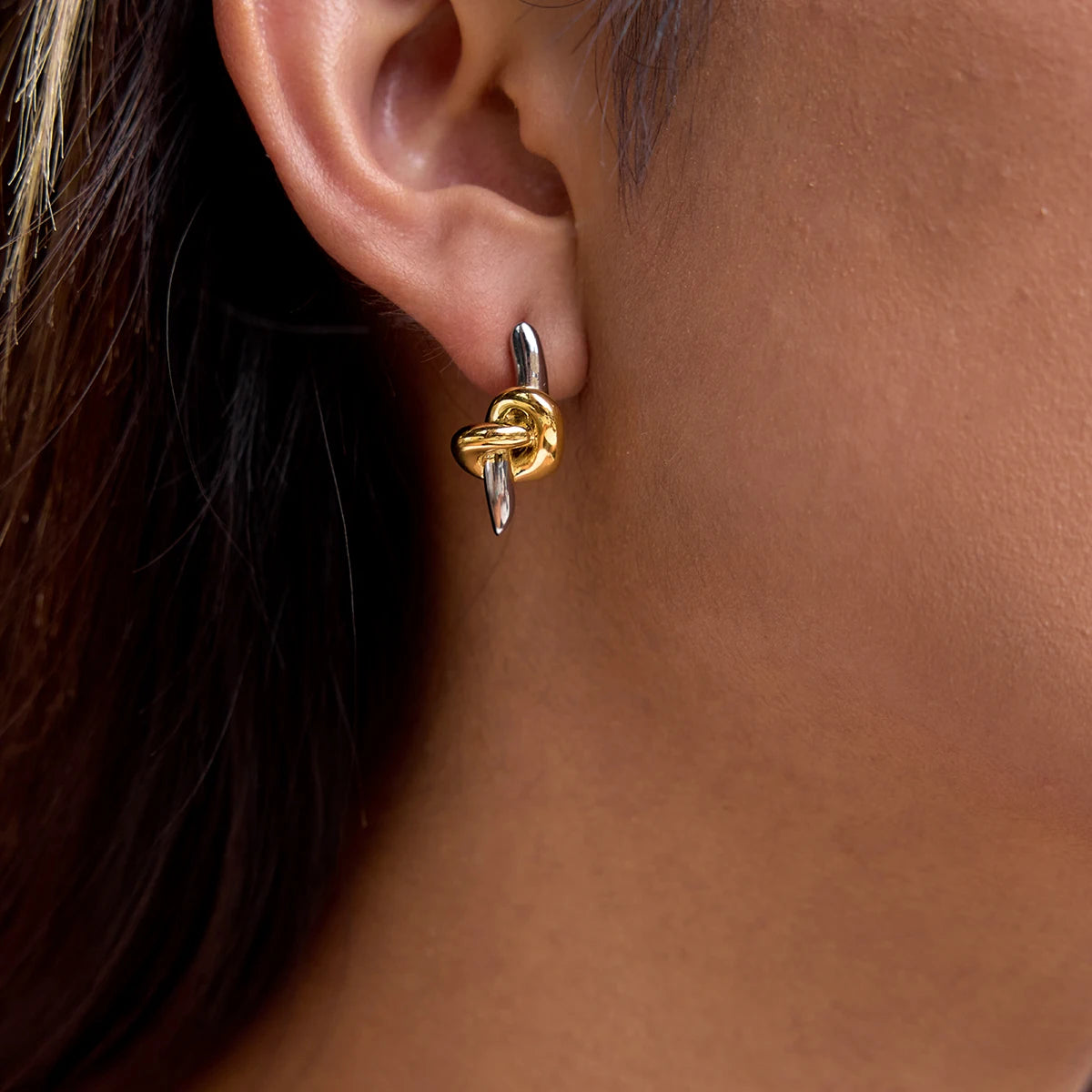 Knot Spike Drop Earrings — Stainless Steel · PS121