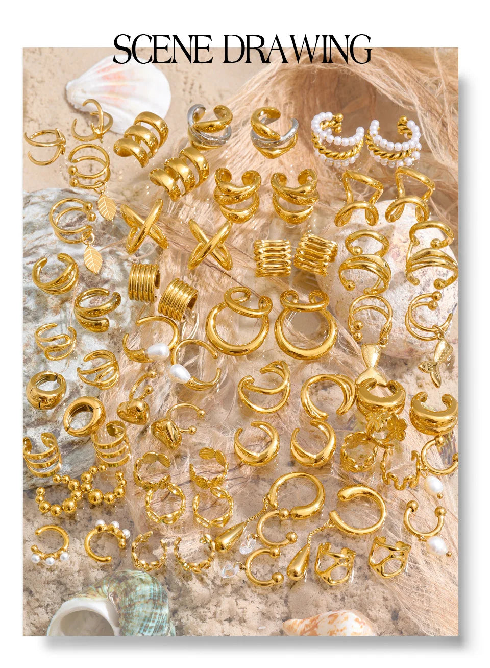Geometric earrings in gold-plated stainless steel.