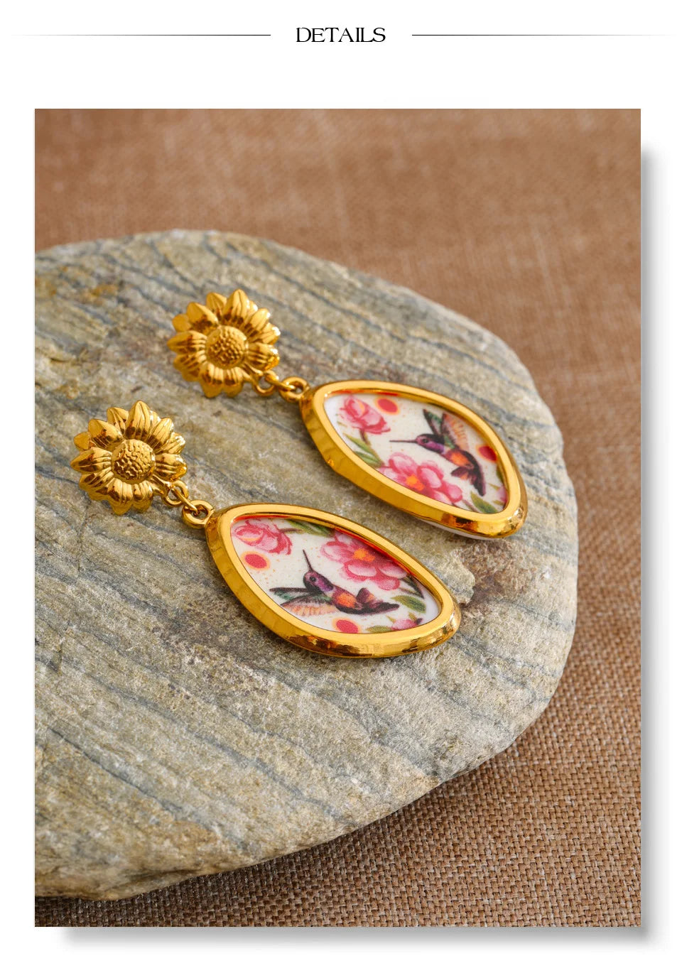 Acrylic Flower Earrings — Gold-Plated Stainless Steel with Acrylic · PS1137