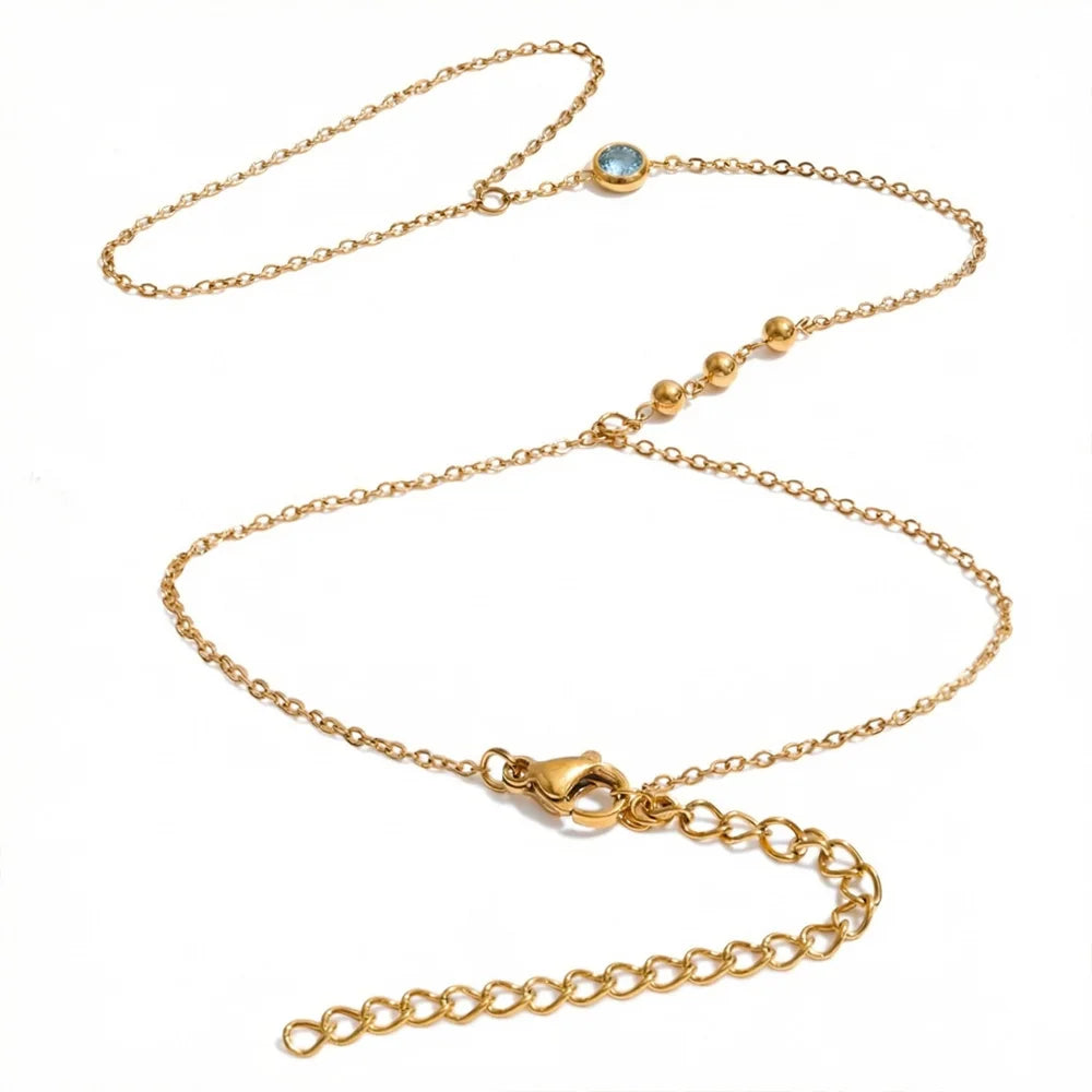 Cubic Zirconia Pearl Geometric Bracelet — Gold-Plated Stainless Steel with Pearl and Cubic Zirconia · PS1349