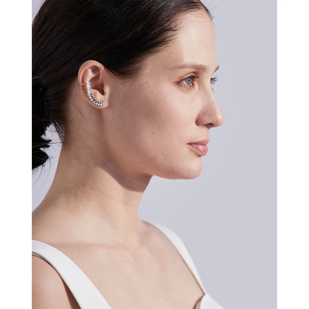 Cubic Zirconia Geometric Earrings — 18K Gold-Plated Stainless Steel with Cubic Zirconia · PS1655