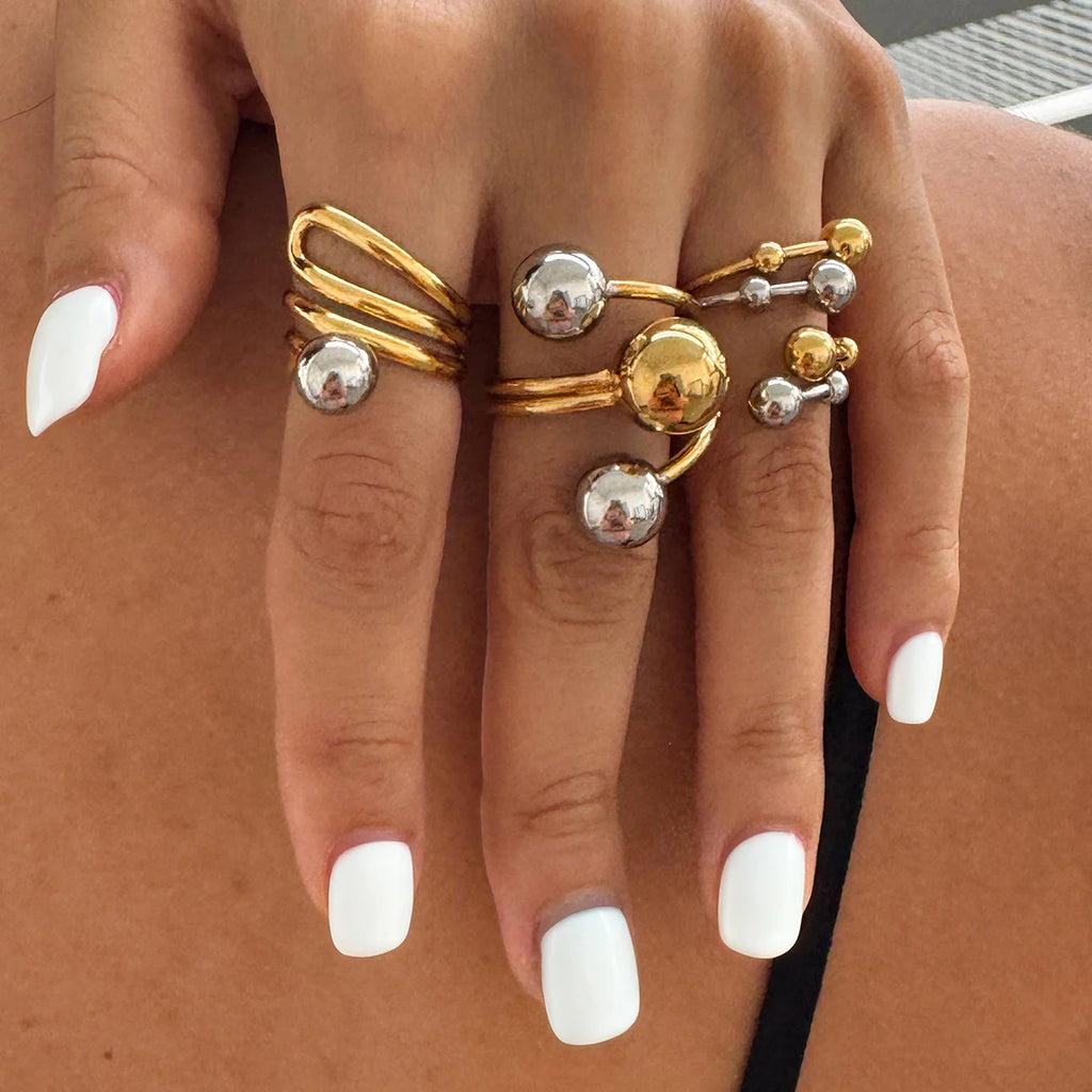 Mixed Statement Ring Stack — Stainless Steel · PS246