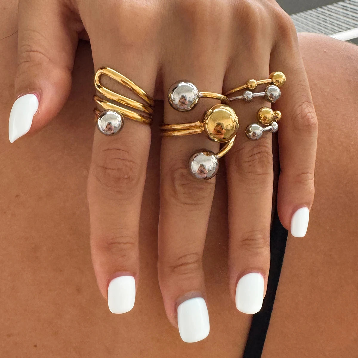 Mixed Statement Ring Stack — Stainless Steel · PS246