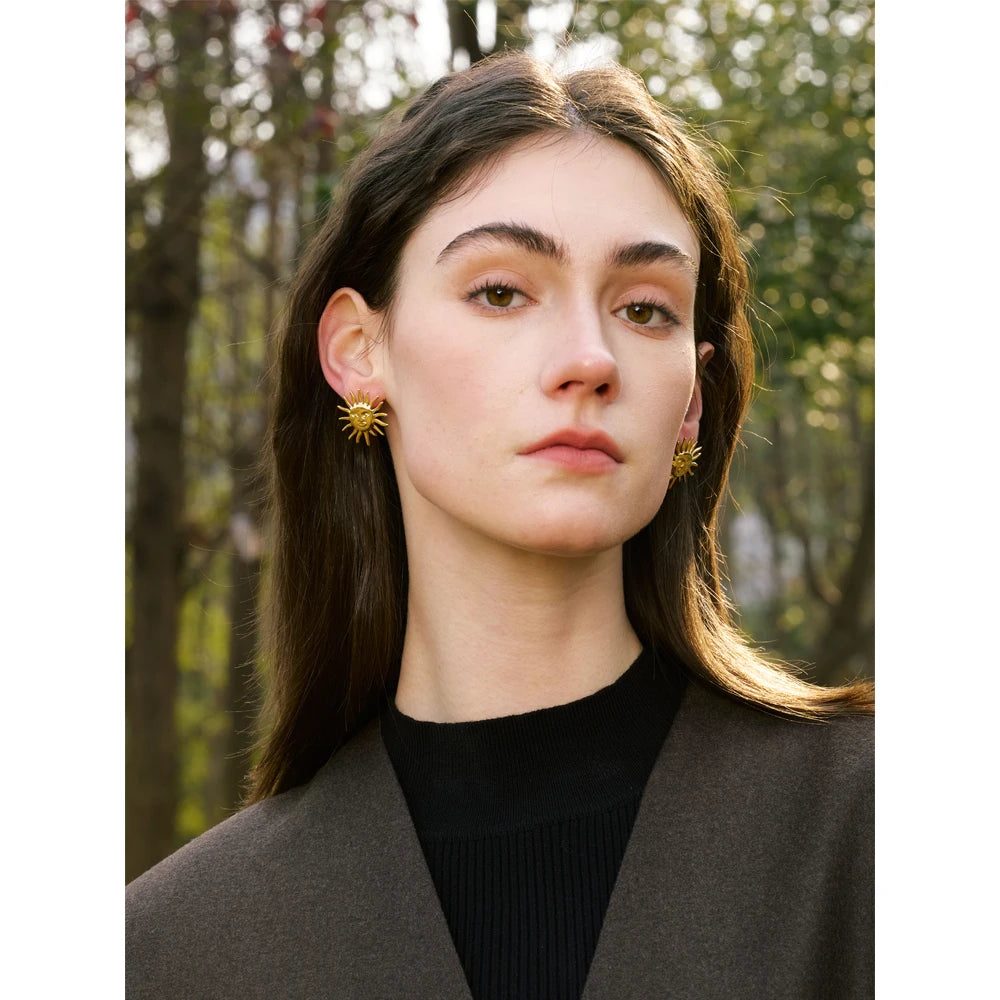 Black Sun Geometric Earrings — Gold-Plated Stainless Steel · PS1699
