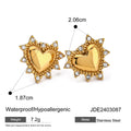CZ Heart Stud Earrings — Stainless Steel · PS285