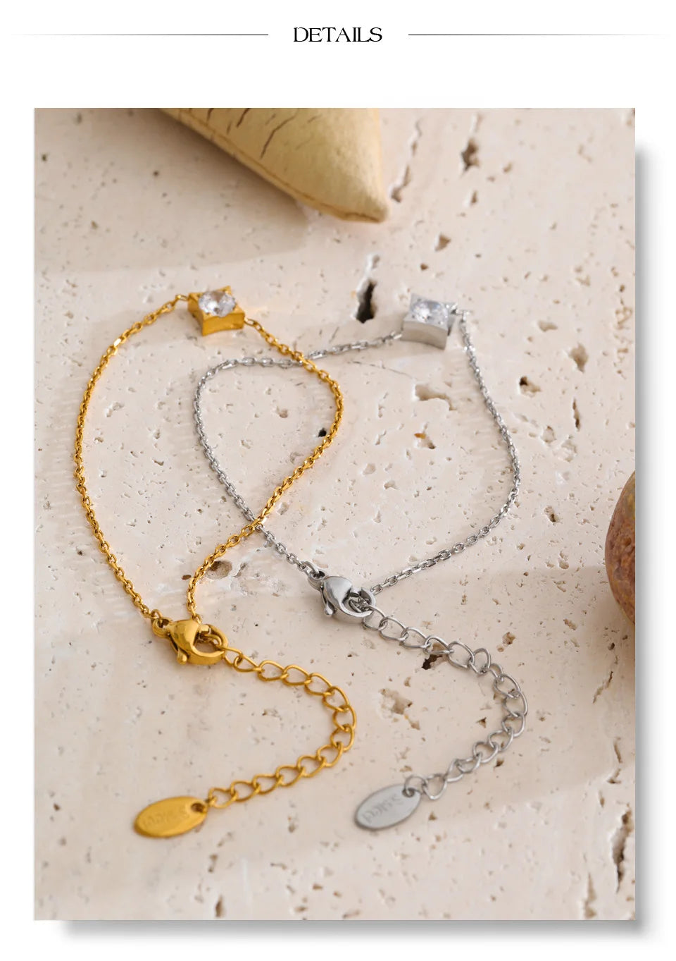 Cubic Zirconia Star Geometric Bracelet — Gold-Plated Stainless Steel with Cubic Zirconia · PS1229