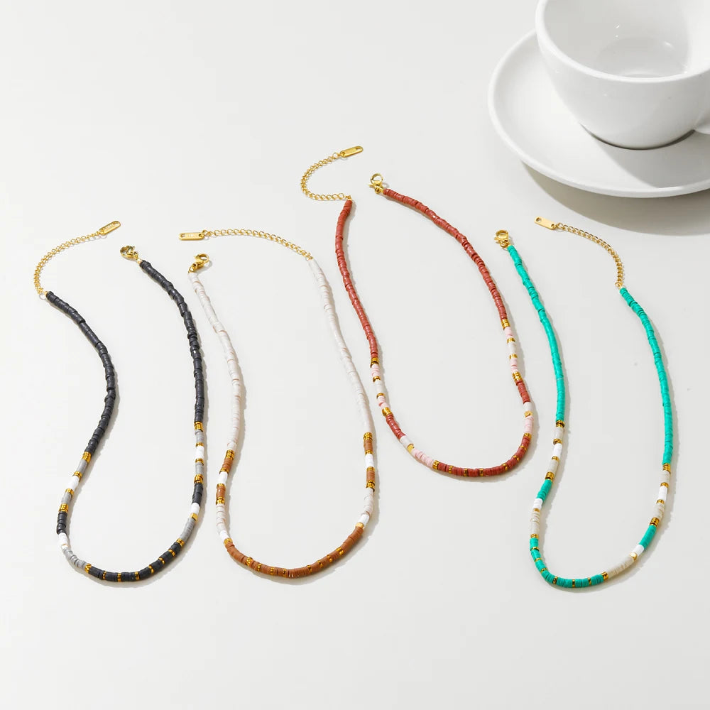 Colorful Acrylic Beaded Necklace — 316L Stainless Steel · PS437