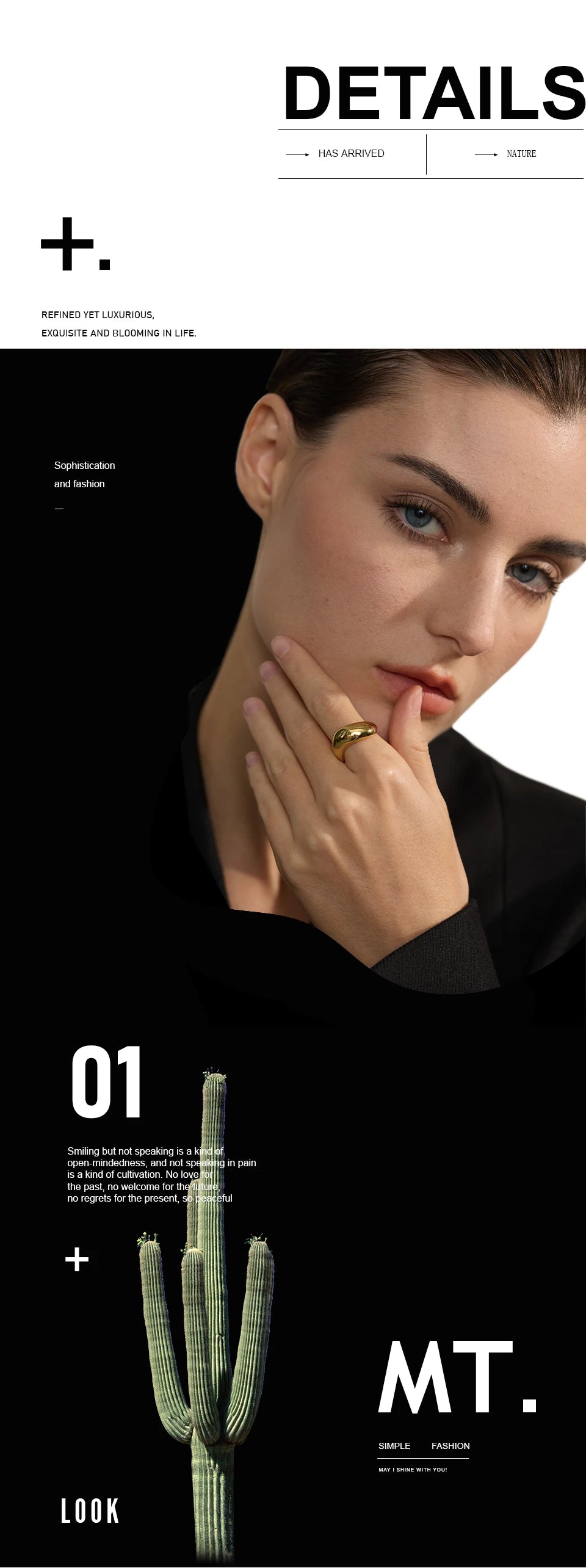 Minimalist geometric ring in gold-plated stainless steel.