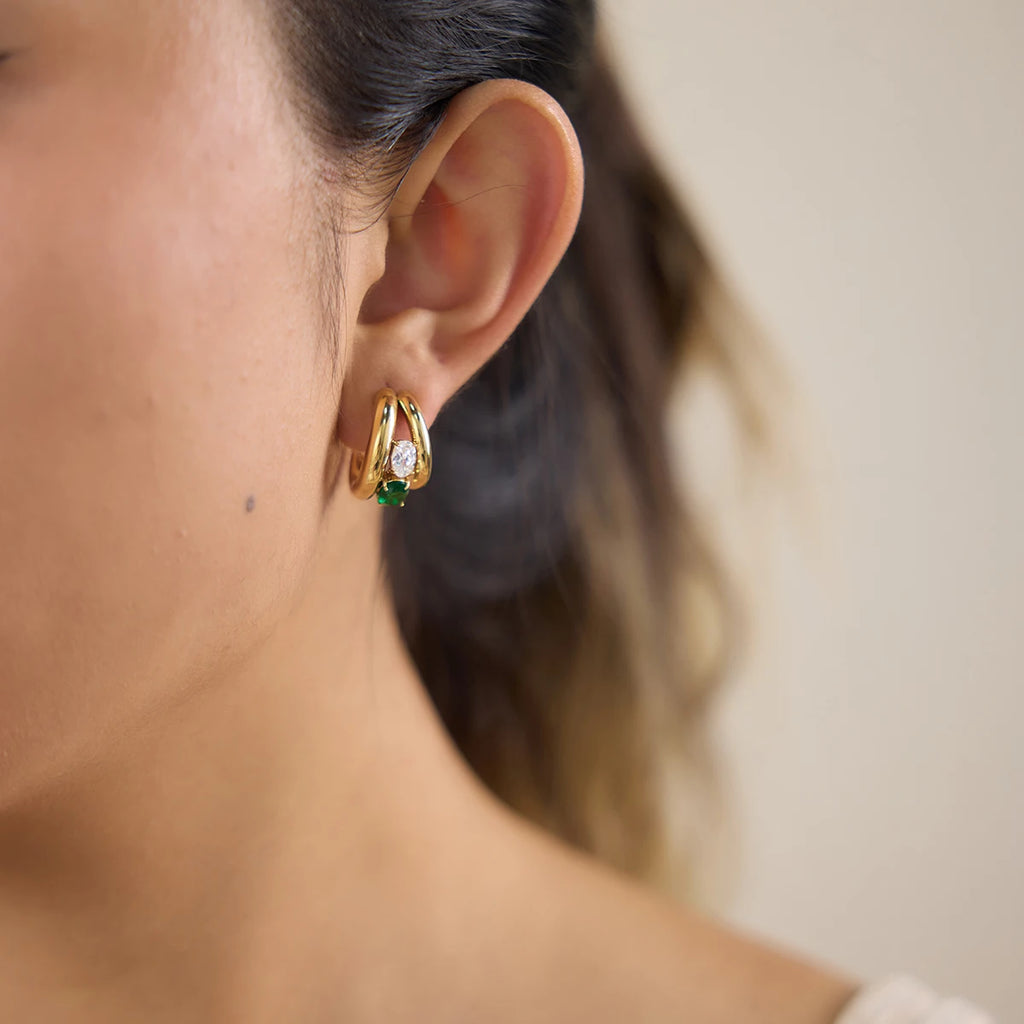 Egg CZ C-Ring Earrings — Stainless Steel · PS301