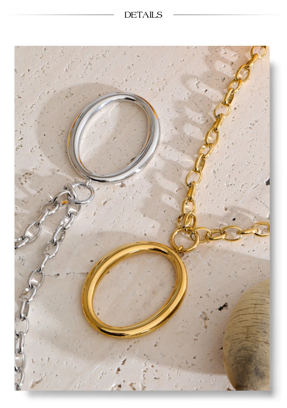 Geometric necklace in gold-plated stainless steel.
