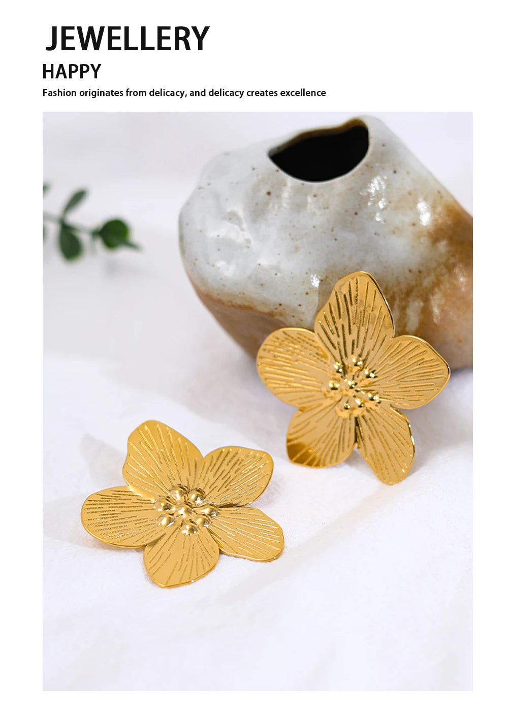 Stud Earrings Flower Vintage — 316L Stainless Steel · PS477