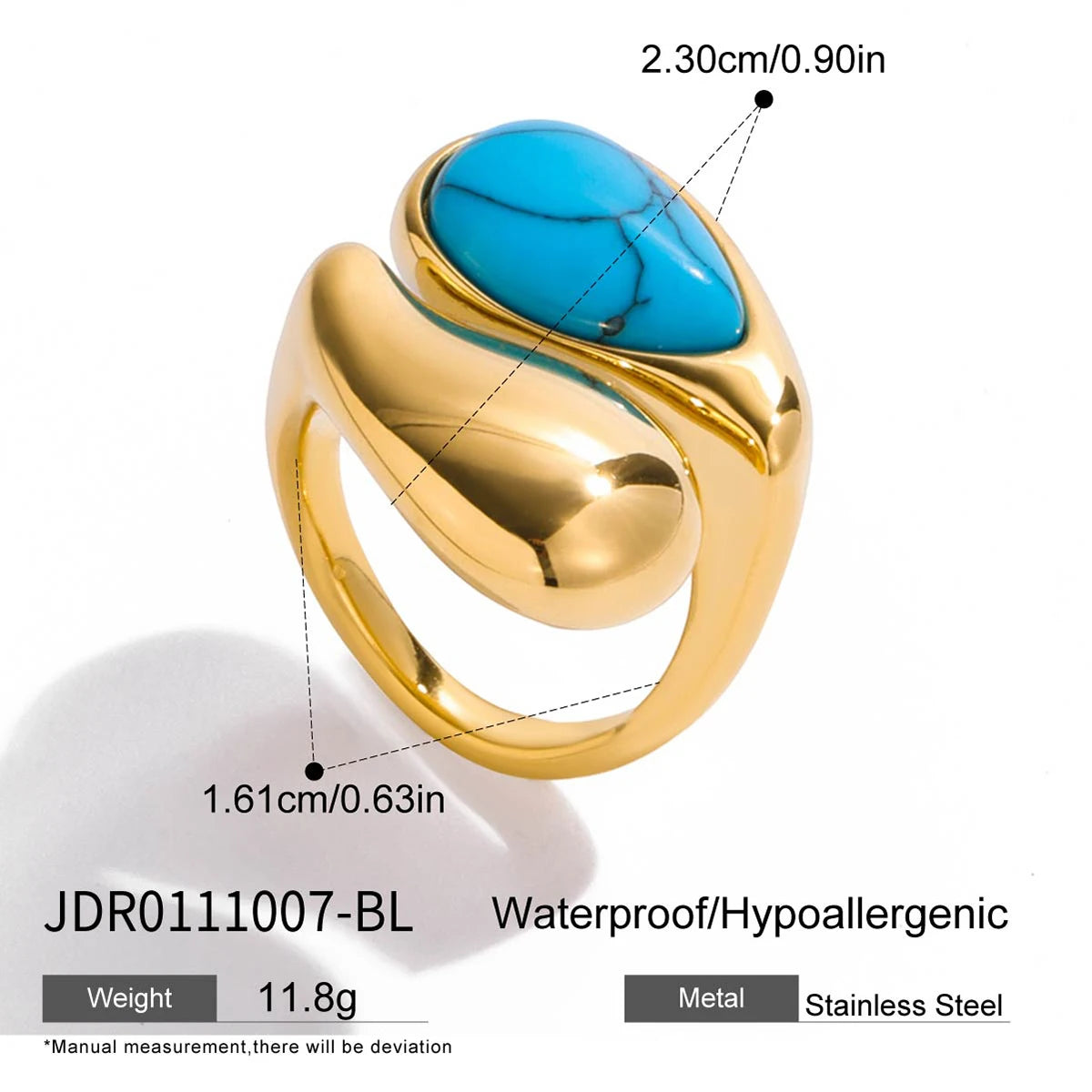 Color Stone Statement Ring Stack — Stainless Steel