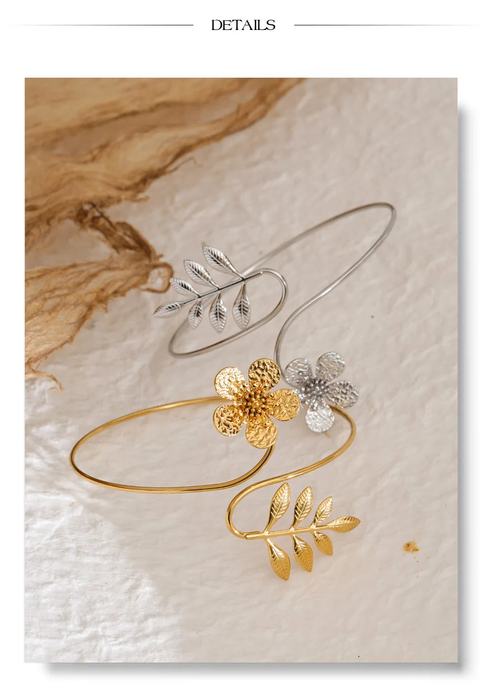Flower Geometric Bracelet — Gold-Plated Stainless Steel · PS1394