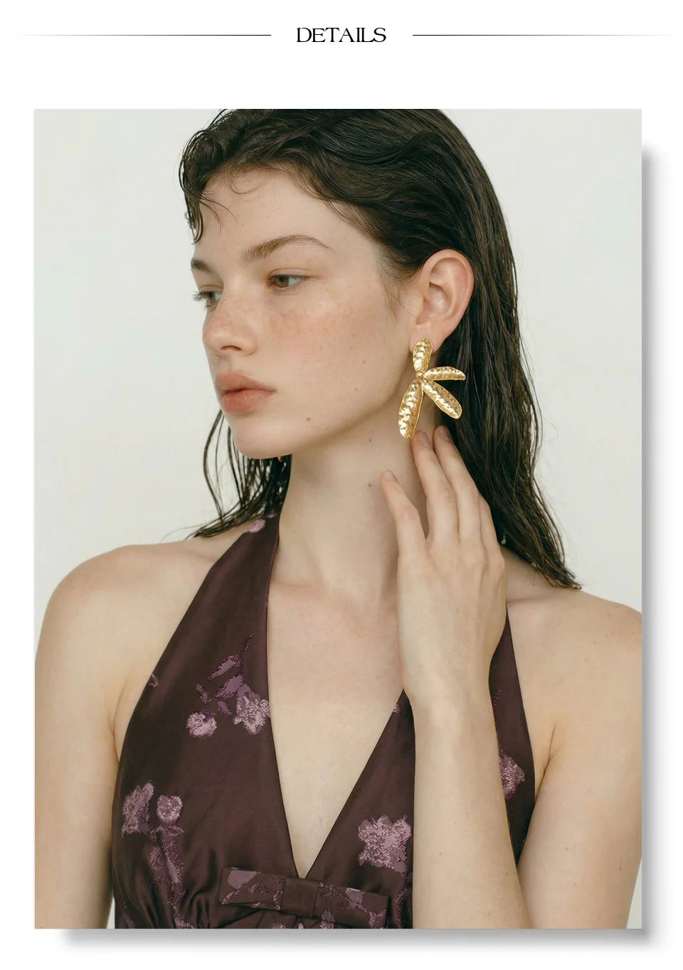 Flower Hammered Earrings — Gold-Plated Stainless Steel · PS1263