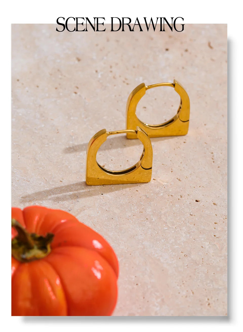 Geometric earrings in gold-plated stainless steel.