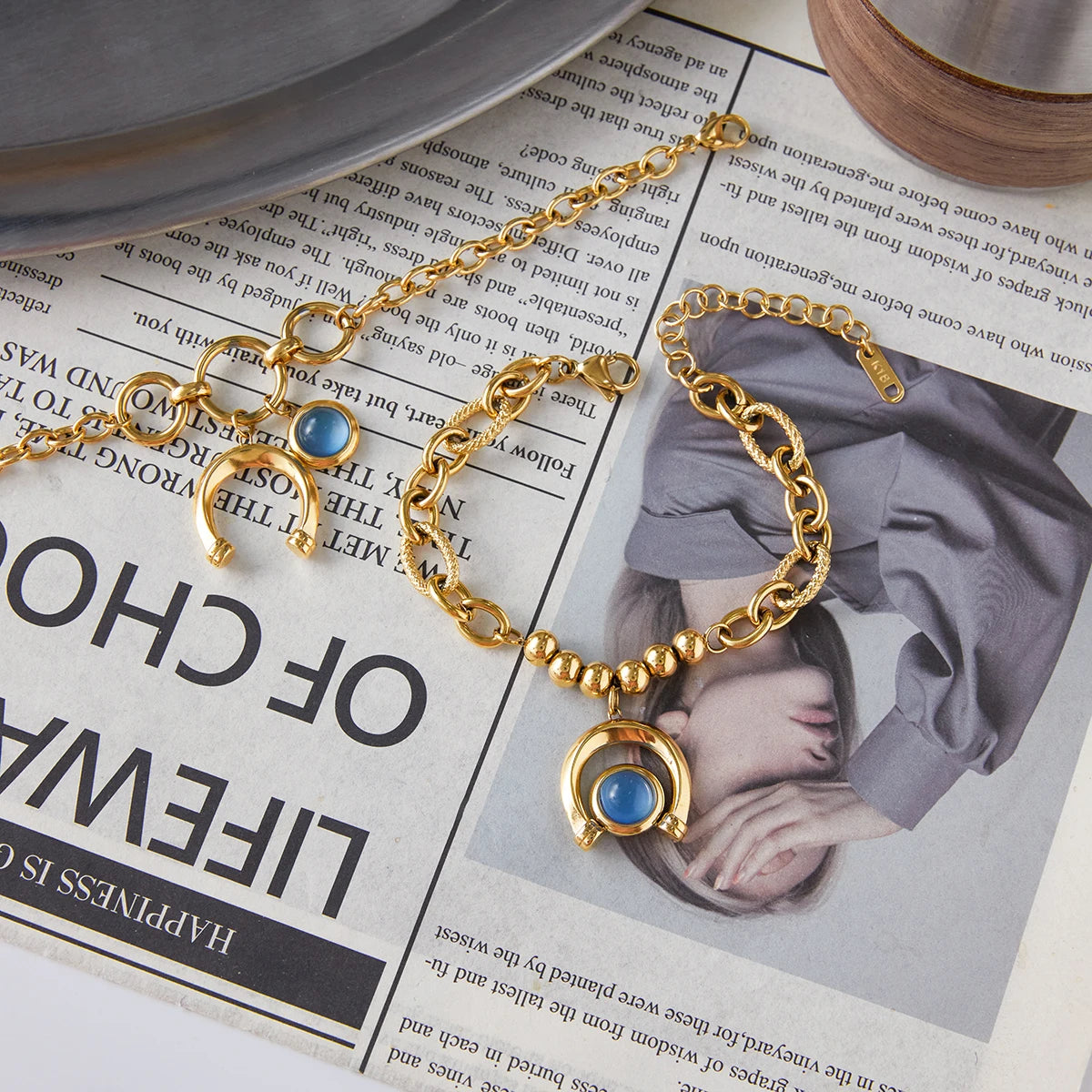 Turquoise Celestial Charm Bracelet — Stainless Steel · PS047