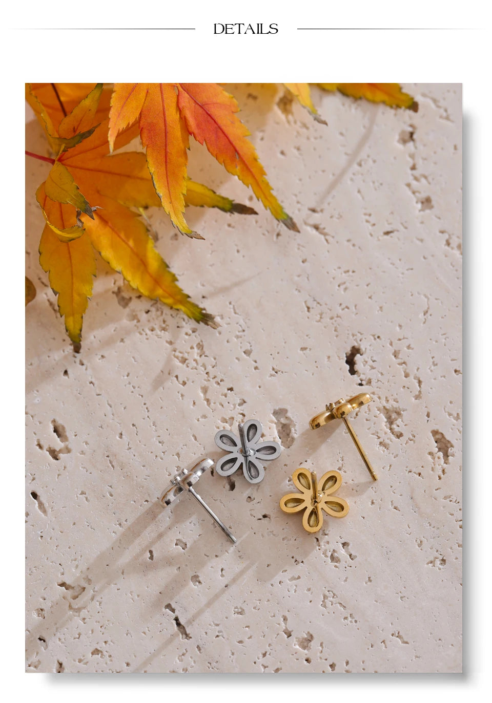 Cubic zirconia flower earrings in gold-plated stainless steel with cubic zirconia.