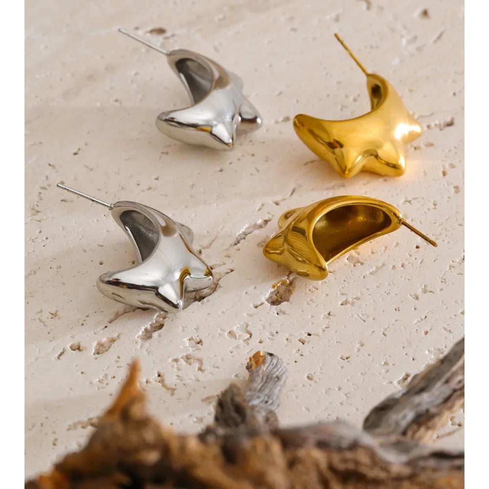 Geometric earrings in gold-plated stainless steel.