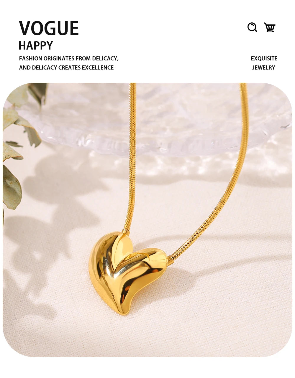 Irregular Heart Pendant Necklace Glossy — 316L Stainless Steel · PS401