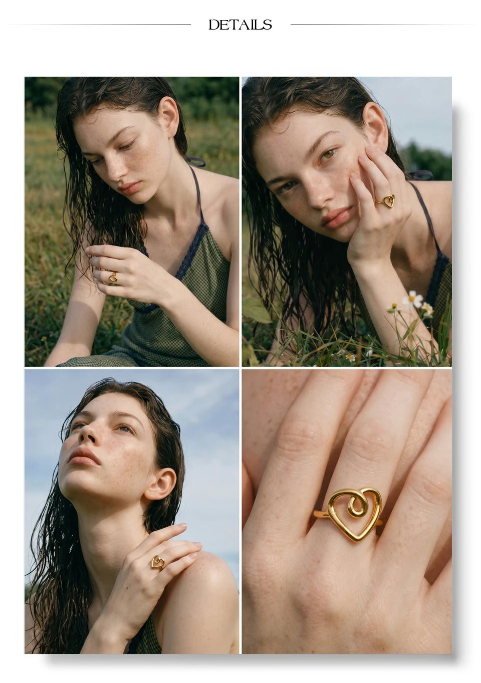 Heart ring in 18K gold-plated stainless steel.