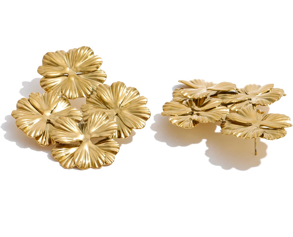 Flower Earrings — 14K Gold-Plated Stainless Steel · PS1379