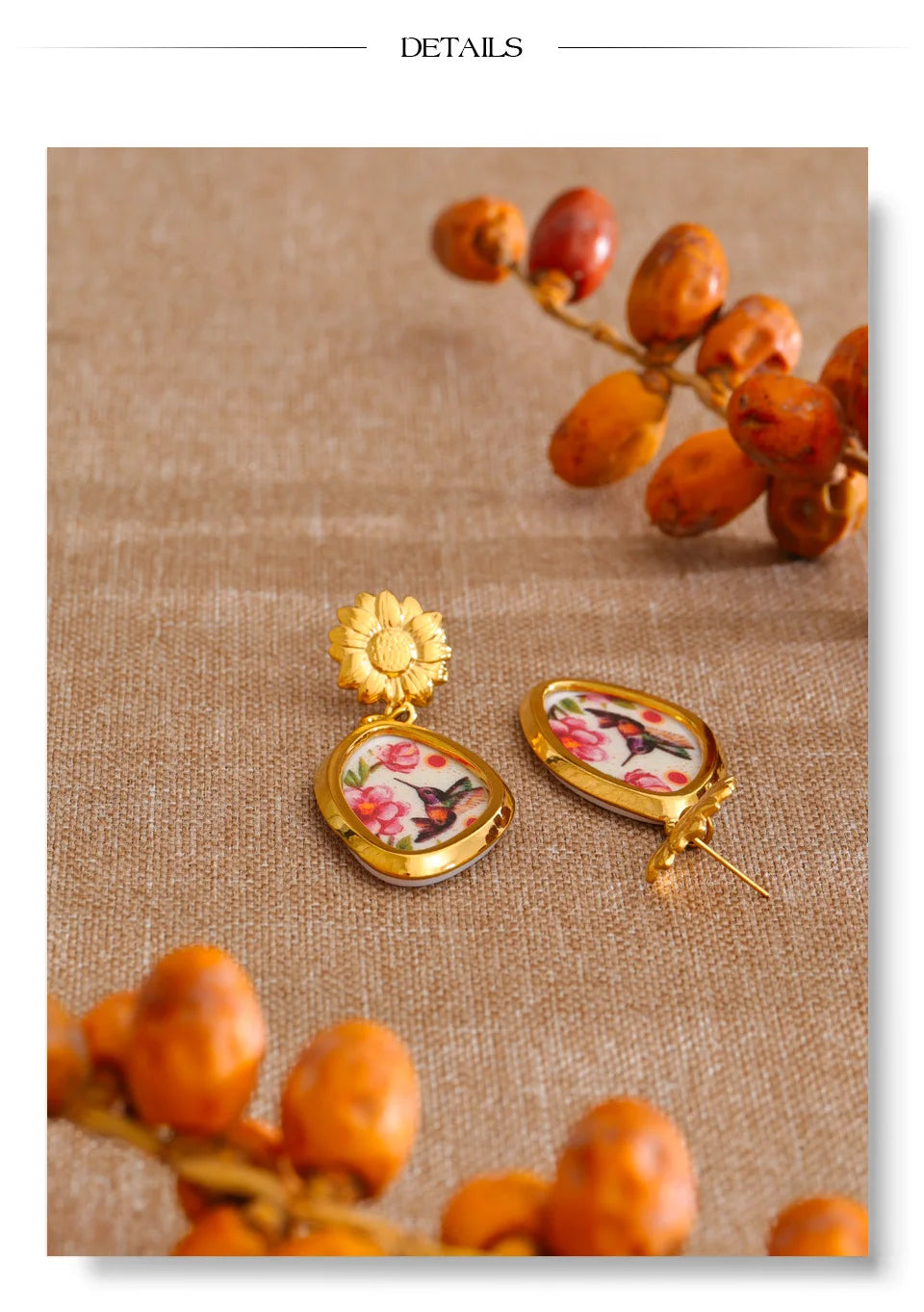 Acrylic Flower Earrings — Gold-Plated Stainless Steel with Acrylic · PS1137