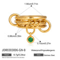 Mixed Crystal Ring Stack — Stainless Steel · PS228